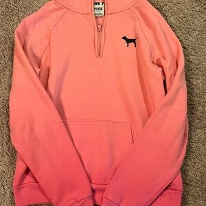 PINK Victoria's Secret Coral Quarter-Zip Pullover